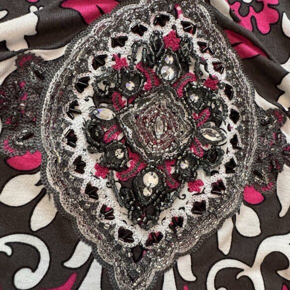 INC International Concepts Maxi Dress Large Beaded Paisley Brown Pink White Boho - Picture 3 of 9